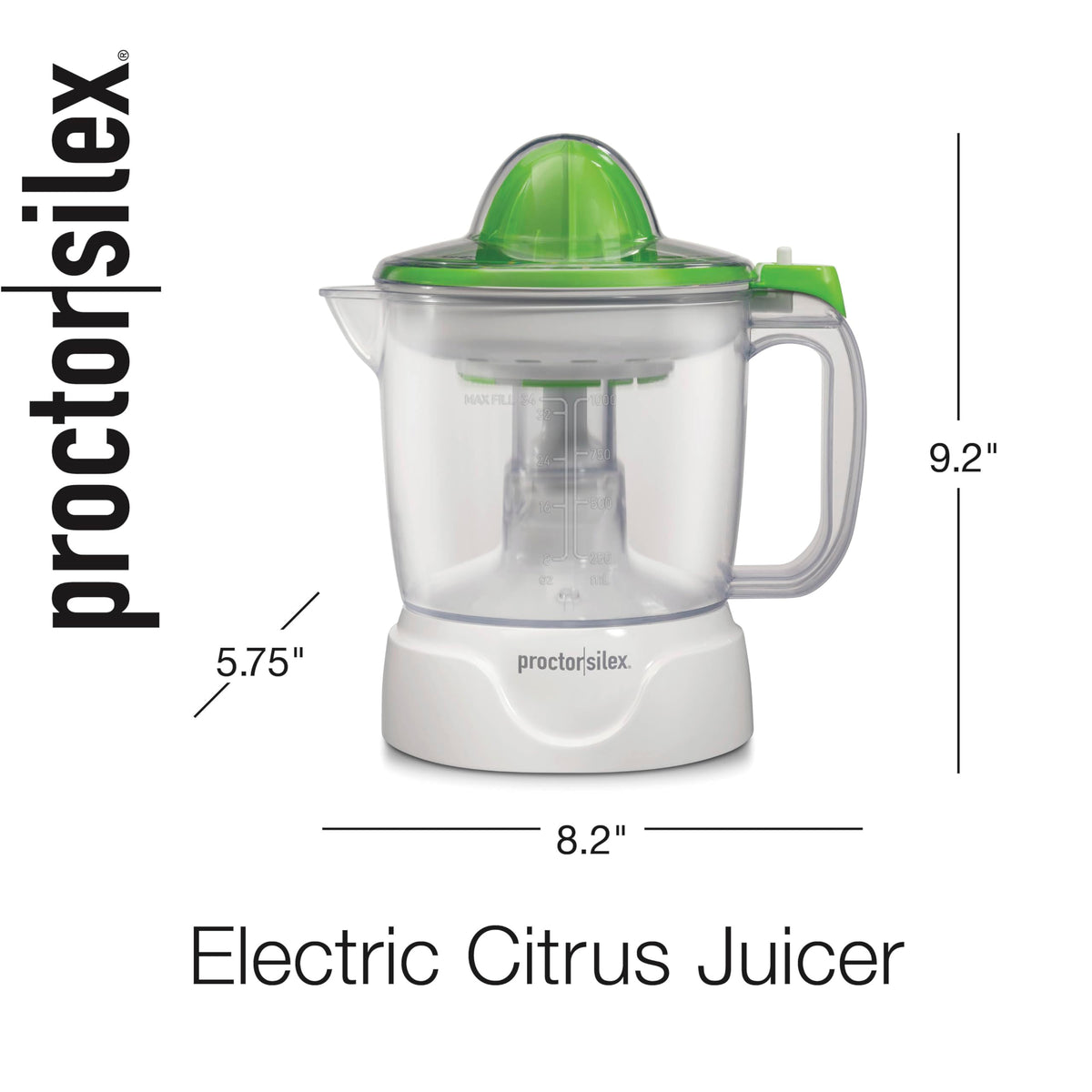 Wyciskarka do cytrusów Proctor Silex Juicer elektryczna, 34 uncje, do soków pomarańczowych, cytrynowych, grejpfrutowych, białych i zielonych (66340)