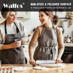 Walfos Marble Rolling Pin With Wooden Handles & Wood Cradle, 16.5 Inch Marble Rolling Pins For Making Pizza Dough And Tortillas, Dough Roller For Pie Crust, Cookie, Pasta (Gray & White)
