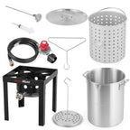 OuterMust 30 QT. Zestaw do smażenia indyka 50 000 BTU Carb Boil Pot z koszykiem i palnikiem, idealny do gotowania indyka, raków, krabów