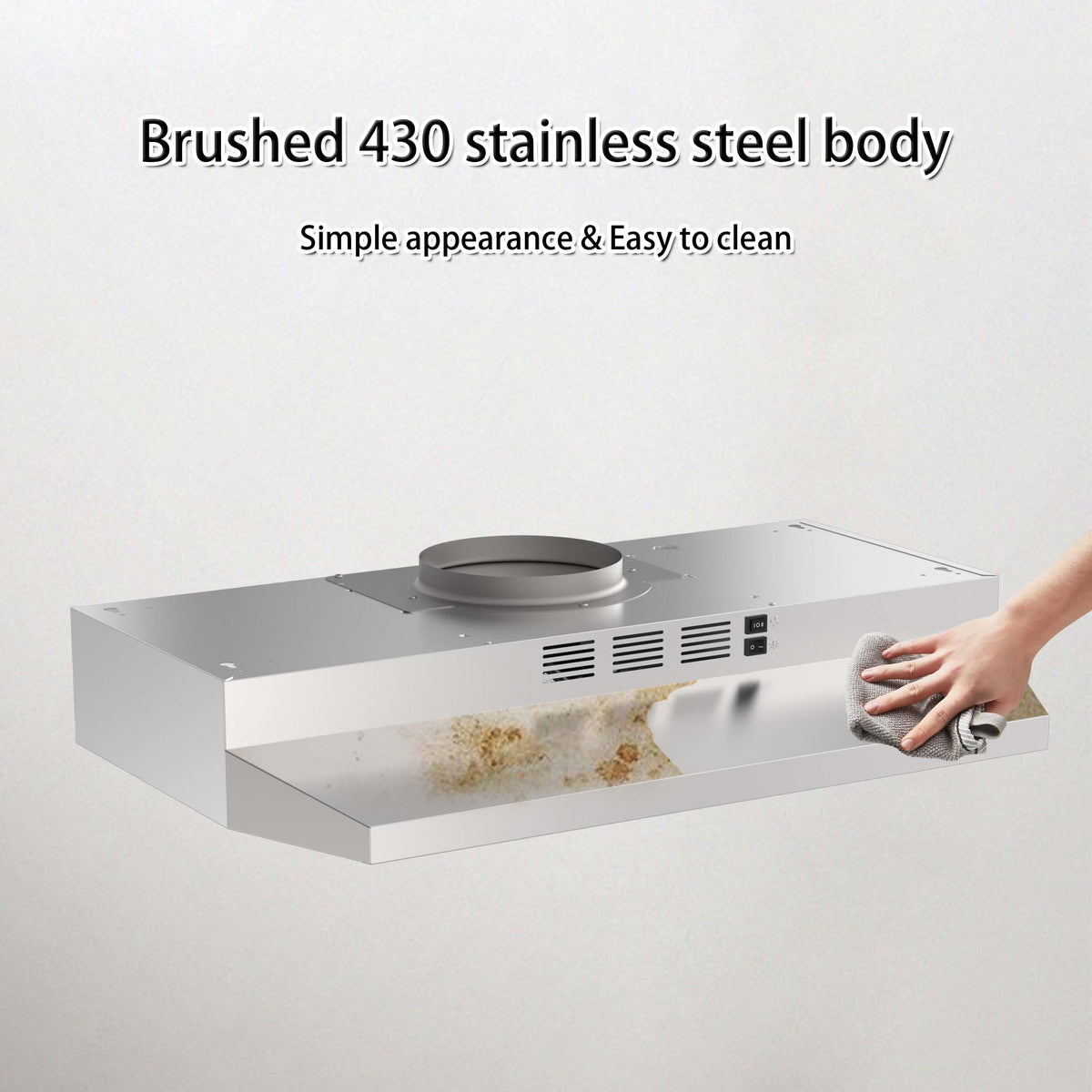 Витяжка SNDOAS 30 дюймів з канальною/безканальною трансформованою витяжкою з нержавіючої сталі під шафу з кнопковим керуванням, витяжкою зі світлодіодним підсвічуванням, 2-швидкісним витяжним вентилятором, витяжкою під шафу, сріблястою