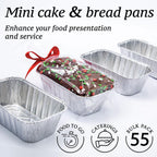 Spare Essentials (55 Pack) 1LB Mini Foil Loaf Pans - 1 Pound Disposable Aluminum Baking Pans for Individual Bread, Cake, Meatloaf - Small Loaf Pans with Liners, Small Bread Tins 6 x 3.5 x 2