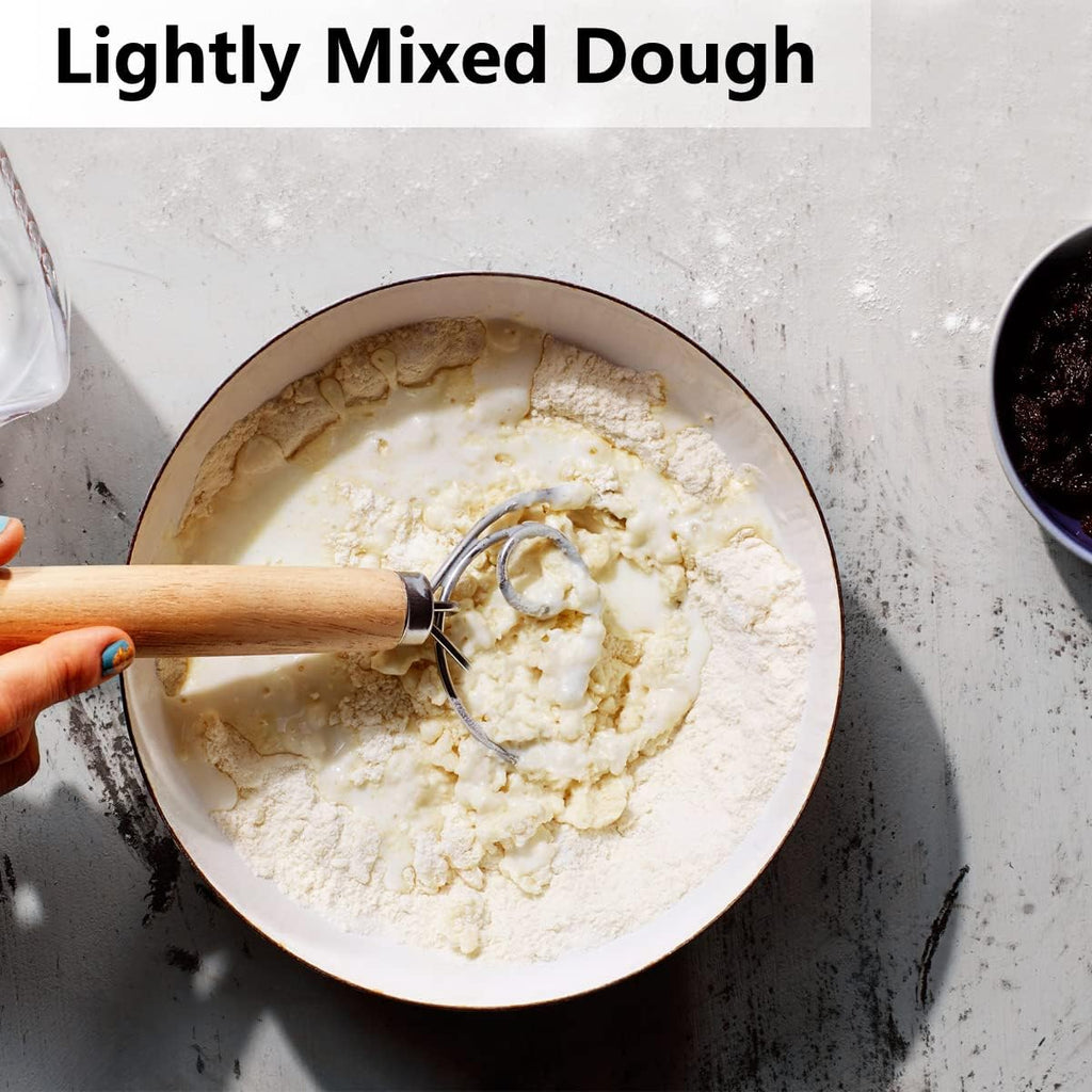Danish Dough Whisk, Dutch Style Bread Whisk For Sourdough Cooking Kitchen with Stainless Steel Danish Sourdough Whisks Bread Mixer 13" and Dough Scraper