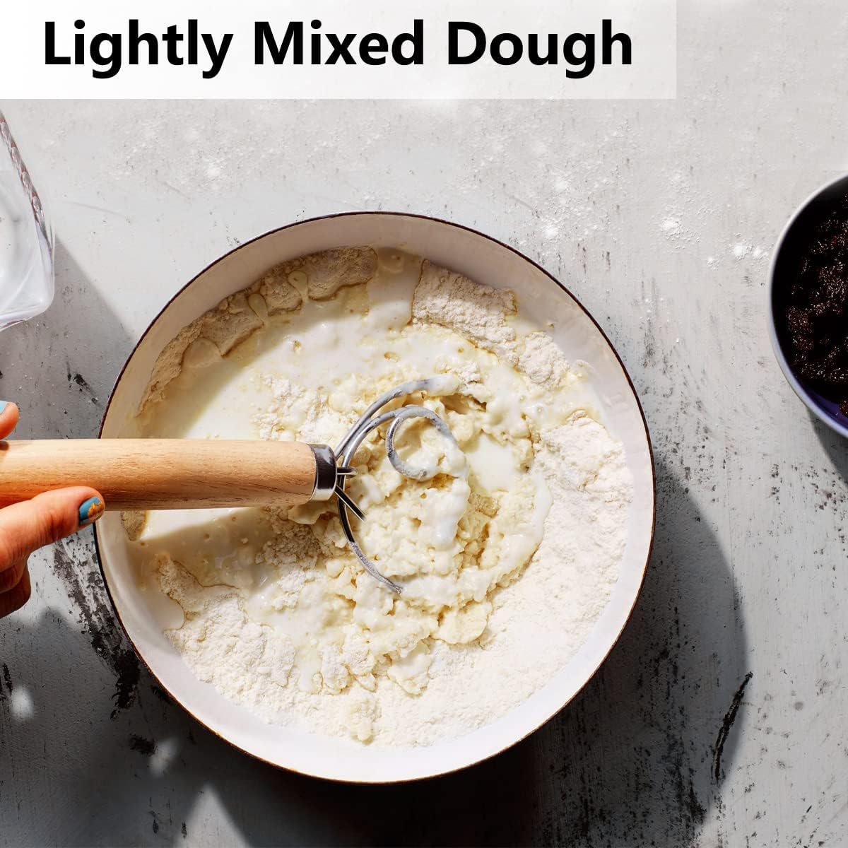 Danish Dough Whisk, Dutch Style Bread Whisk For Sourdough Cooking Kitchen with Stainless Steel Danish Sourdough Whisks Bread Mixer 13" and Dough Scraper