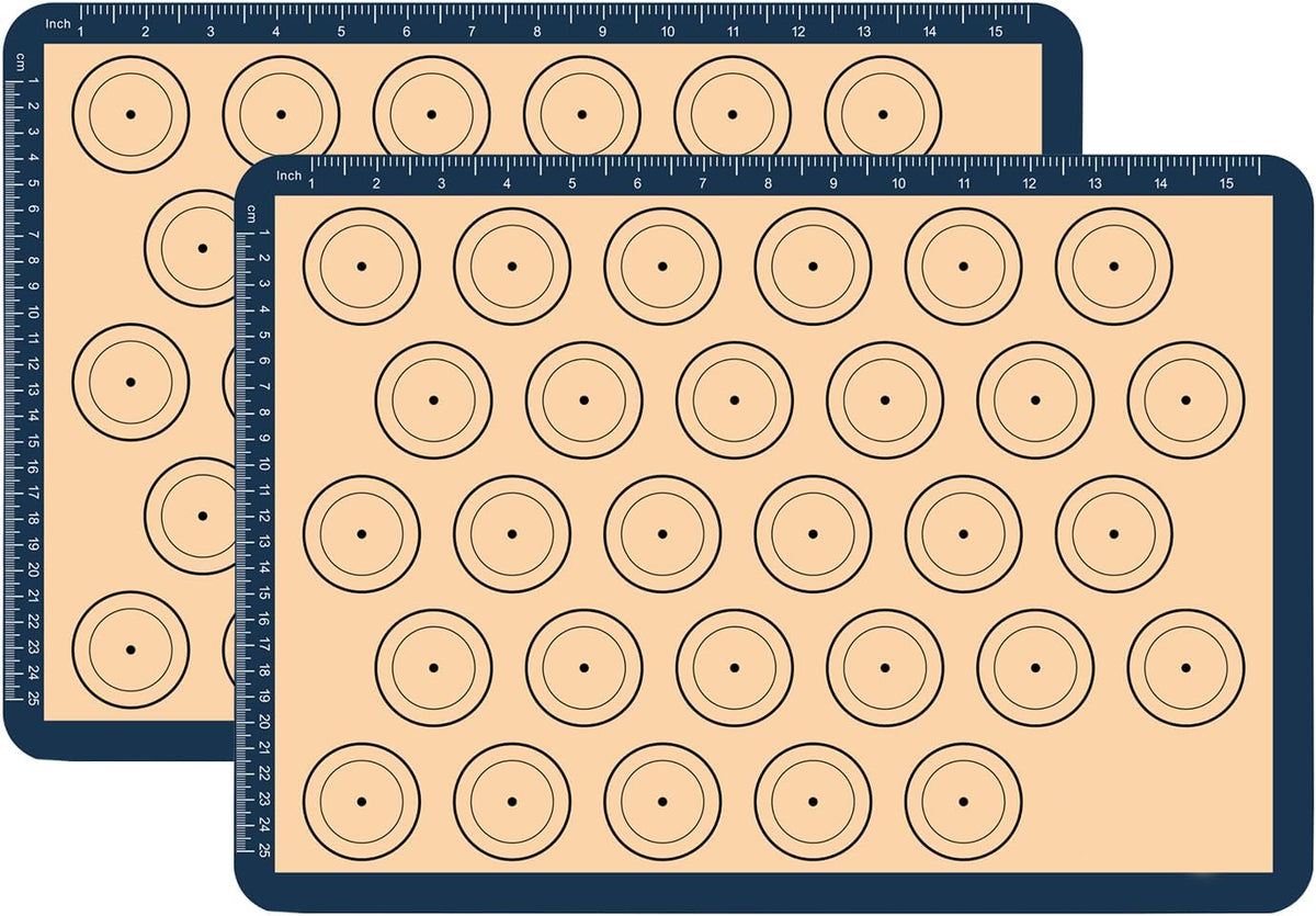 Macaron Silicone Baking Mats - Set of 2 Non Stick Silicon Macaroon Baking Sheet Cookie Cake Liner