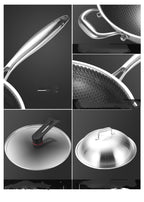 MoHaoCommerce 316 Stainless Steel Double-Sided Wok Less Oil Smoke Honeycomb Non-Stick Wok Household Gas Induction Cooker Kitchenware Pots