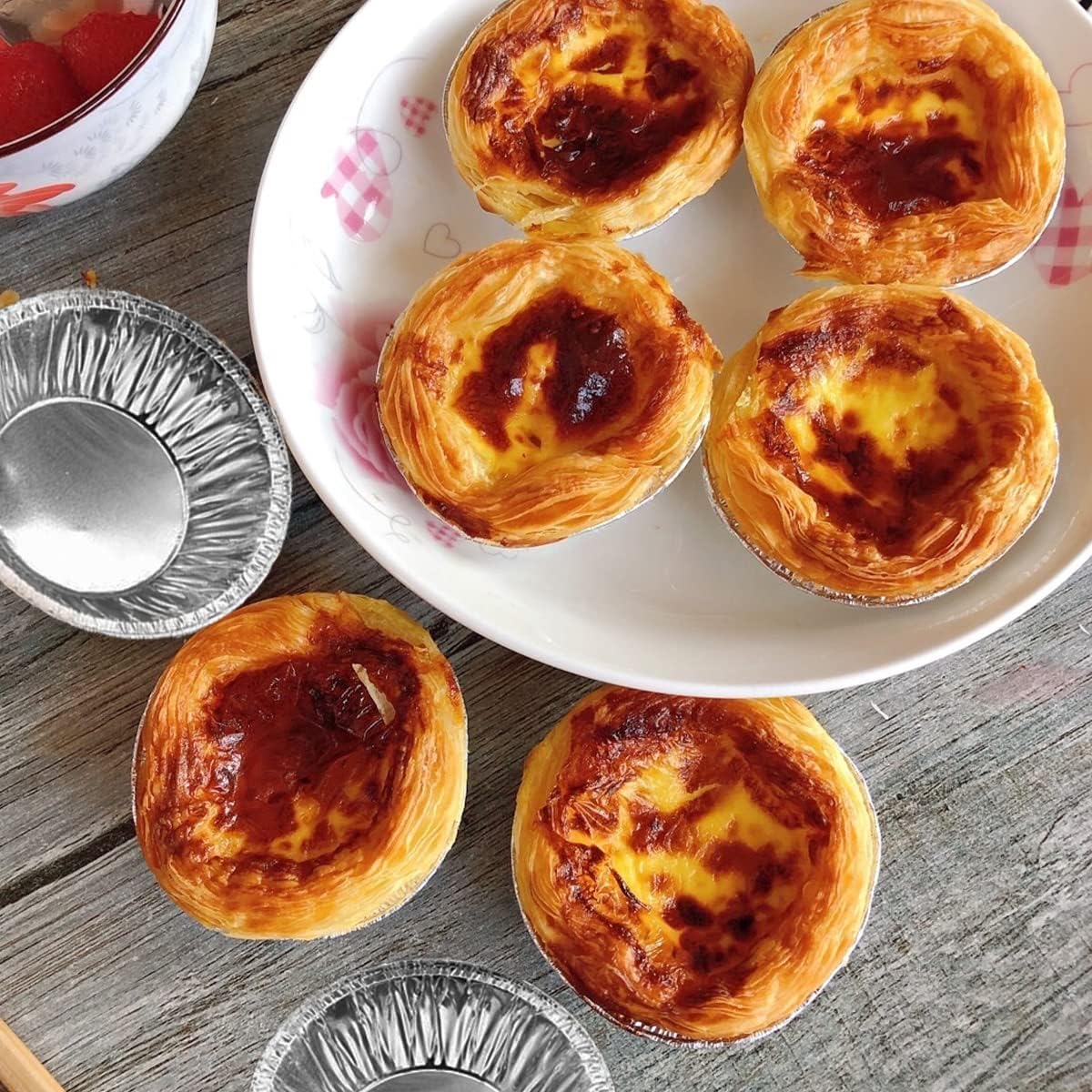 100 Pcs Aluminum Foil Mini Pans, Great for Baking Tarts, Quiche, Pudding, etc.