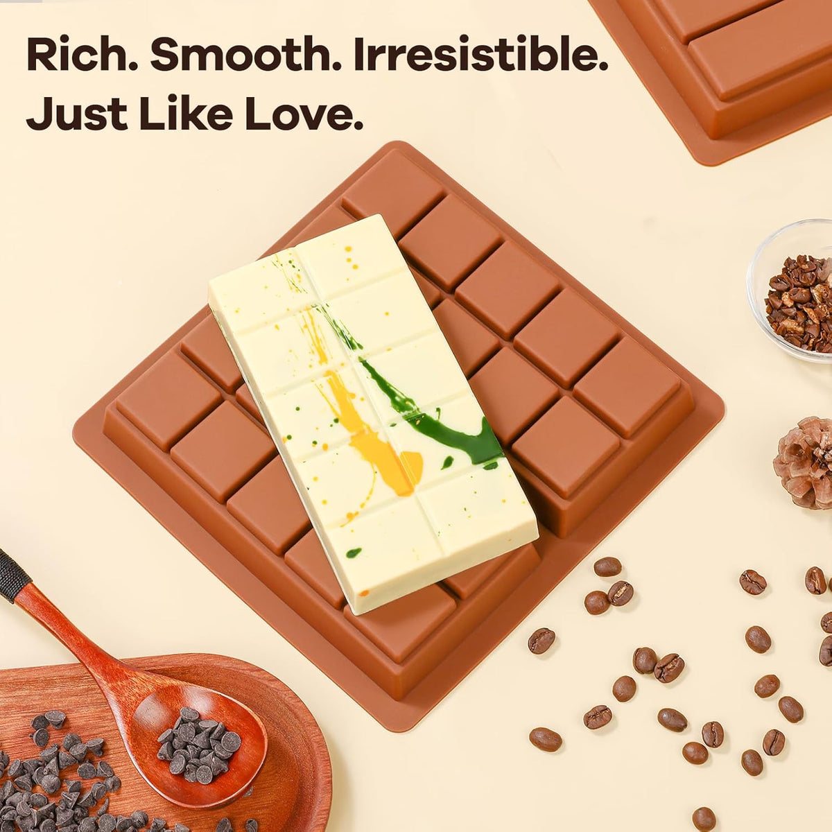 Dubai Chocolate Molds 1 Inch Deep, Silicone Chocolate Bar Mold – Non-Stick, Flexible, Large and Thick Homemade Chocolates, Candies, and Desserts - Set of 1