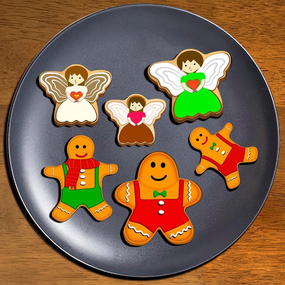 Christmas Cookie Cutter Set - 18 Piece Gingerbread Man, Snowflake, Tree, Heart, Star, Angel Shapes for Holiday Winter Baking