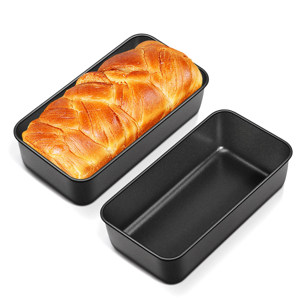 TeamFar Loaf Pans for Baking Bread, 9 × 5 Inch Stainless Steel Loaf Bread Pans Tins for Homemade Brownies, Healthy & Sturdy, Oven & Dishwasher Safe - Set of 2