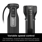 Mikser ręczny Ninja, blender ręczny, system miksera Foodi Power Mixer, 750-watowy szczytowy ręczny blender do emulsji i elektryczny mikser ręczny Combo z trzepaczką, ubijaczkami i 3-filiżankowym pojemnikiem do mieszania, 120 woltów, czarny CI101