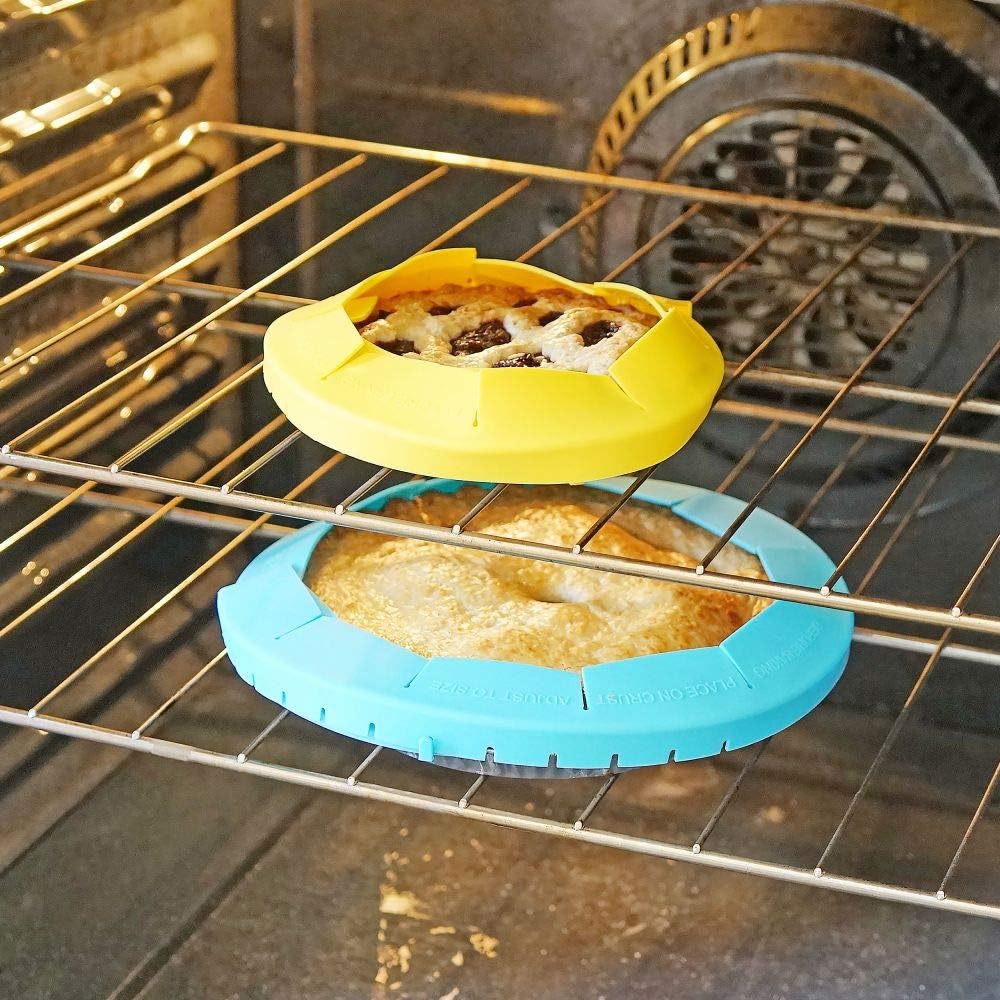 Pie Crust Shield Adjustable Reusable Silicone Baking Tool – Prevents Burnt Edges, Set of 3 for Perfect Pies