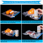 42 PCS Sous Vide Vacuum Sealer Set - 30 Reusable Bags, 5 Clips and Sealing Clips for Anova, Joule Cookers