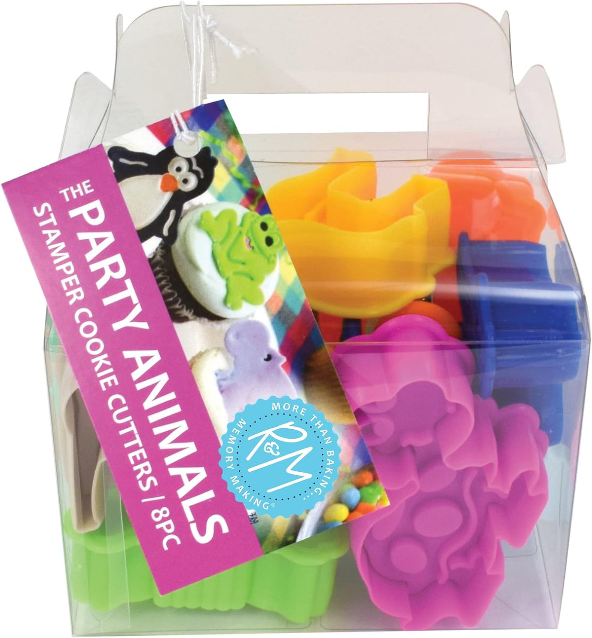 R&M Animal Cookie Stamper, Zoo Animal, Giraffe, Zebra, Lion, Elephant, Turtle, Hippo, Penguin, Frog, 2 Inch, 8 Piece Set