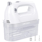 Lord Eagle Hand Mixer Electric 400W, 5 Speed handheld Mixer, 5 Stainless Steel Accessories for Baking Cake Egg Cream Food Beater, Turbo Boost/Self-Control Speed + Eject Button (White)