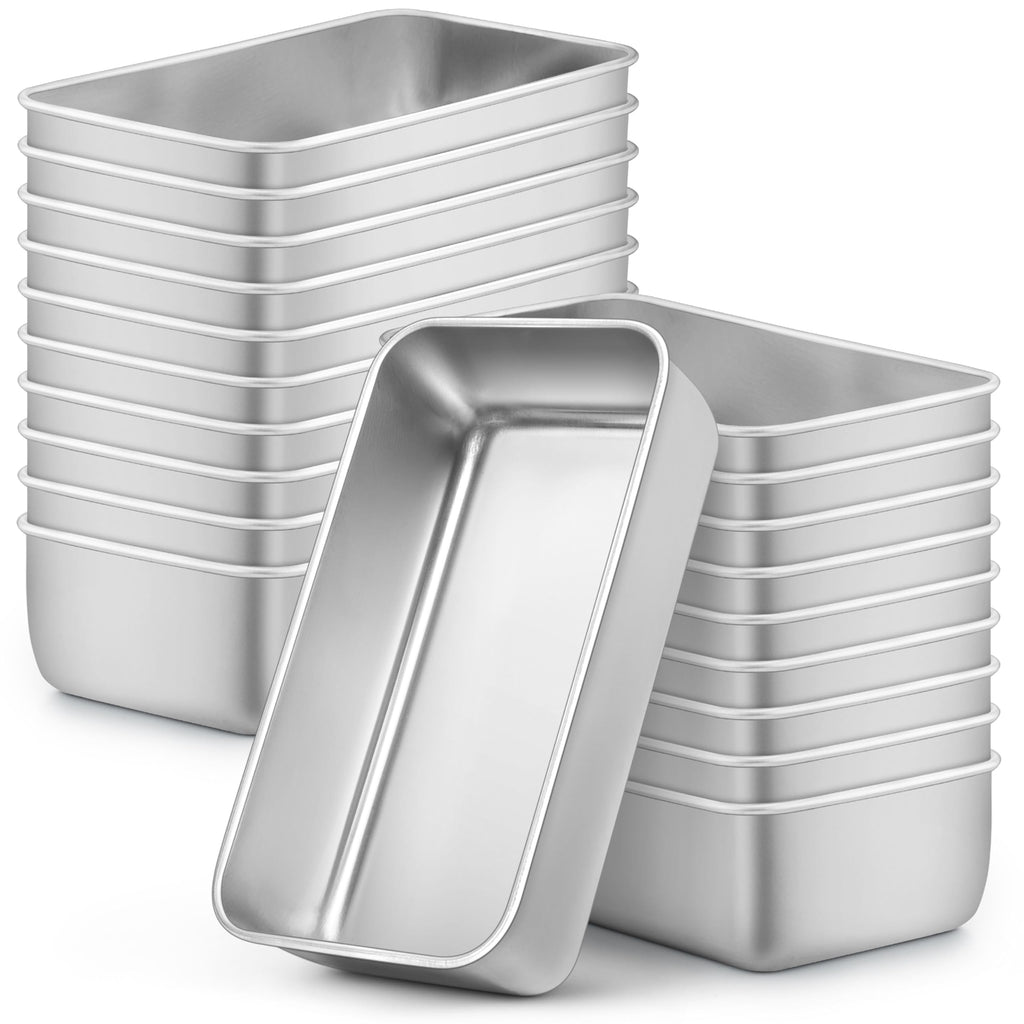 LIANYU 8 Pack 9x5 Loaf Pans for Bread Baking, Stainless Steel Baking Bread Pans, Small Loaf Tins for Homemade Brownies and Pound Cakes, Dishwasher Safe