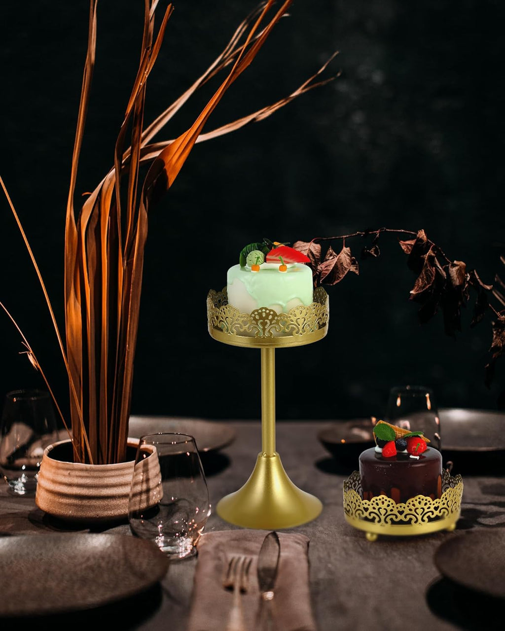 ZUMELER 9Pcs Metal Cake Stands Round Cake Stands Candy Fruite Display Plate Cupcake Serving Tower for Wedding Brithday Party Celebration Home Decoration,gold