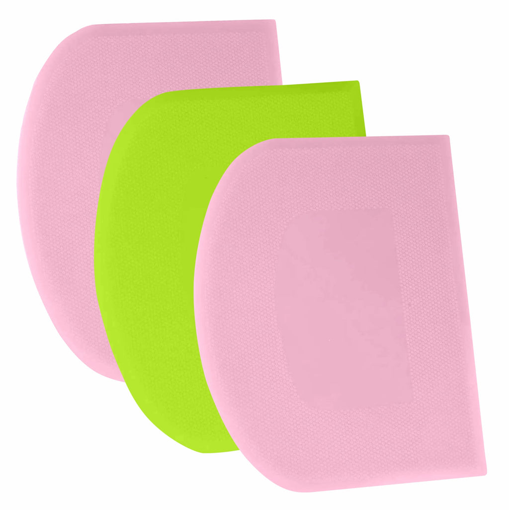 SURDOCA Dough Scraper Bench Scraper - 3P 4.7x3.7" Plastic Flexible Bowl Scraper, Sharp Edge & Angles Cake Scraper. Non-Slip Bakeware Decorating Tools Sculpting & Modeling Tools - Green+White+Green