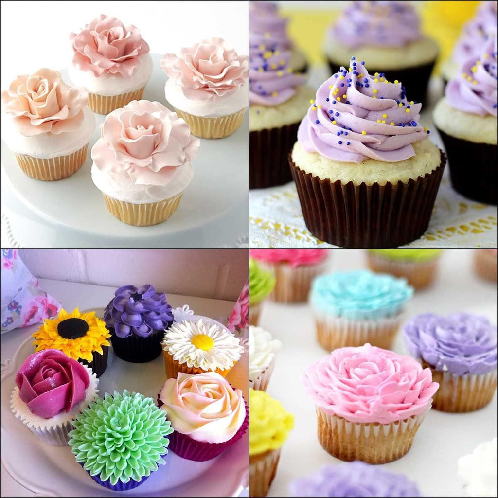 Russian Flower Piping Tips Set - 47 Pcs Cake & Cupcake Decorating Kit - 12 Icing Nozzles, 2 Leaf Tips, 30 Pastry Bags, 1 EVA Bag, 2 Couplers