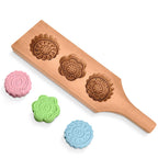 Wooden Cookie Molds for Baking - Moon Cake Molder Cookie Stamps Chinese Mooncake Mold - 3 Wooden Flowers Cookie Stamp Baking Moon Cake Mold for Muffin, Chocolate Mold Pie Stamps Dough Butter