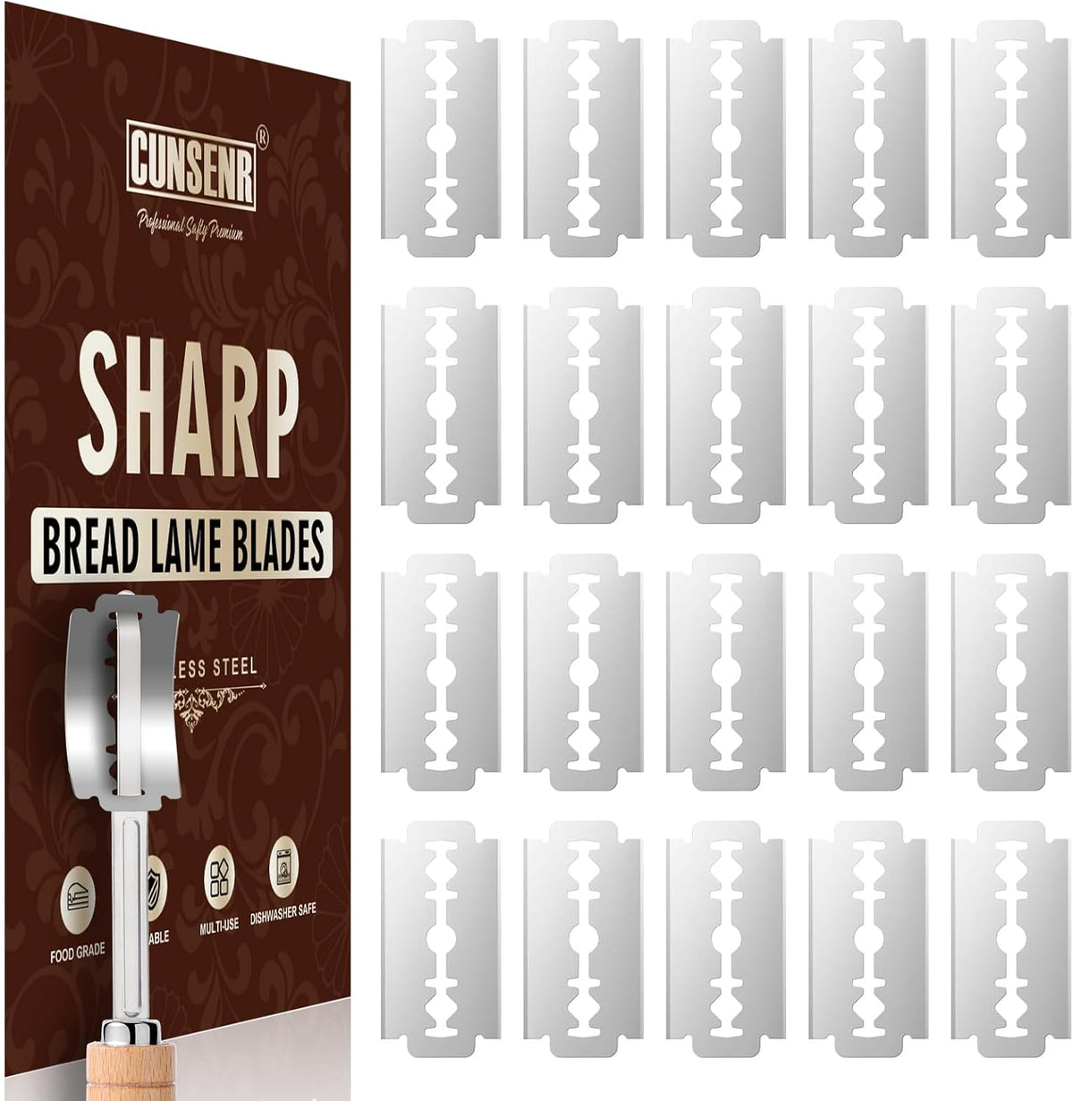 Bread Lame Blades Refill – Stainless Steel Scoring Blades for Perfect Bread Art, Suitable for Slicing and Scoring Sourdough, Baguettes, and More (20 Blades)