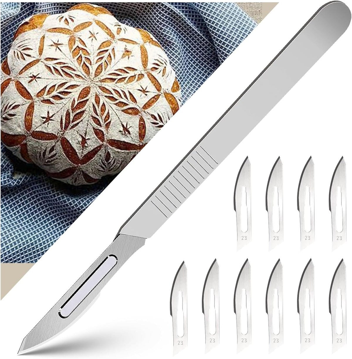 Bread Lame & Sourdough Scoring Tool - Professional Bread Scoring Tool with 10 Ultra-Sharp Blades, Premium Dough Scorer for Artisan Sourdough Baking, Ergonomic Design & Durable Blades