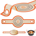 Silicone Bread Sling Dutch Oven - Best Japan Silicone Non-Stick & Easy Clean Reusable Baking Mat With Extra Long Handles, 2 Grey Set for Transferable Dough