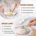 Sourdough Proofing Basket Gift Set, 9" Round and 10" Oval Banneton Bread Baking Supplies, Sourdough Baskets with Bread Lame, Danish Whish, Bowl Scraper, Sourdough Scraper, and Linen Liners