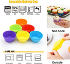 Silicone Cupcake Baking Cups 24 Pack, Reusable & Non-stick Muffin Cupcake Liners Holders Set for Party Halloween Christmas, Easy Clean Pastry Muffin Molds（Pack of 24,Multicolor）