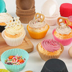 Standard White Cupcake Liners for Baking 200 Counts - Caperci Greaseproof Muffin Baking Cups for Wedding Birthday Party Baby Shower Festivals (White)