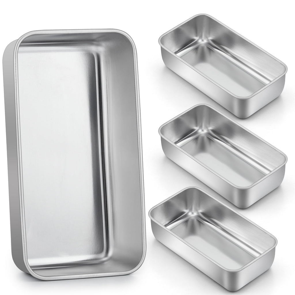 LIANYU 8 Pack 9x5 Loaf Pans for Bread Baking, Stainless Steel Baking Bread Pans, Small Loaf Tins for Homemade Brownies and Pound Cakes, Dishwasher Safe