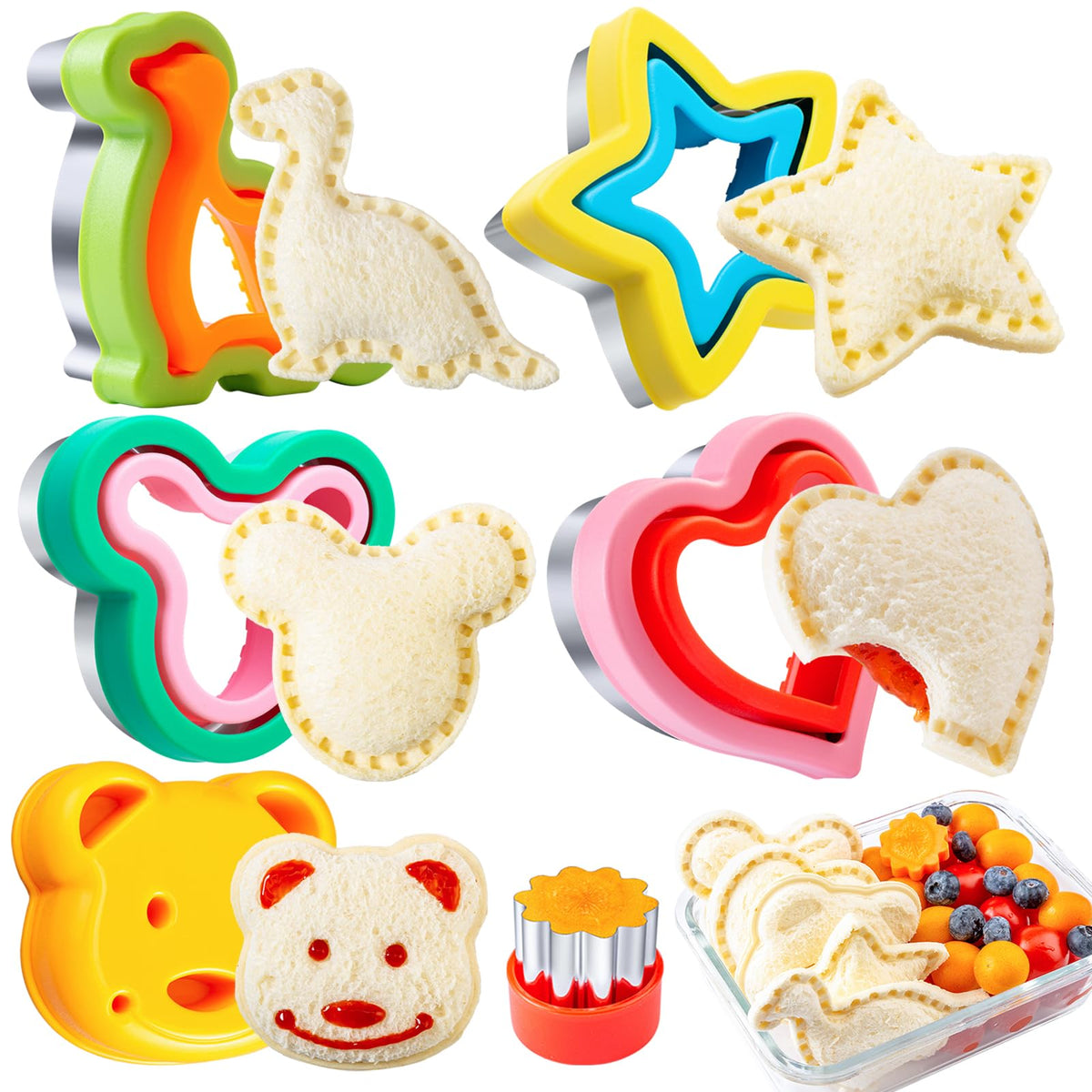 Star Cookie Cutters 4 Pcs, Kimfead Sandwich Cutter for Kids Lunch, Vegetable Fruit Cutters Shapes, Stainless Steel Biscuit Cutters for Children Boys Girls