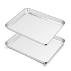 TeamFar Baking Sheet Set of 2, Baking Pans Tray Cookie Sheet Stainless Steel, Non Toxic & Healthy, Mirror Finish & Rust Free, Easy Clean & Dishwasher Safe