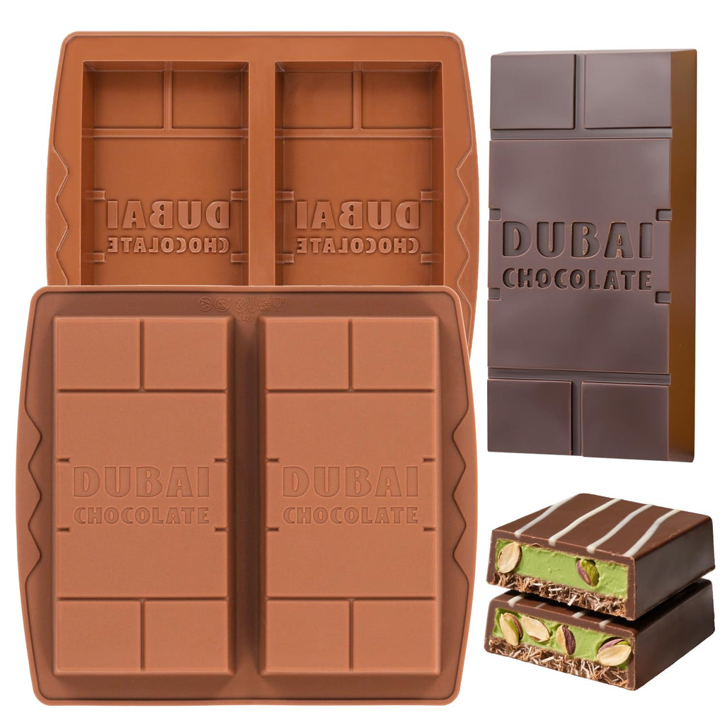 1 Inch Chocolate Bar Mold Deep Dubai Stuffed Chocolate Molds Silicone Large Break Apart Silicone Molds (Mix,2 Pcs）