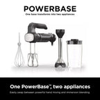Mikser ręczny Ninja, blender ręczny, system miksera Foodi Power Mixer, 750-watowy szczytowy ręczny blender do emulsji i elektryczny mikser ręczny Combo z trzepaczką, ubijaczkami i 3-filiżankowym pojemnikiem do mieszania, 120 woltów, czarny CI101