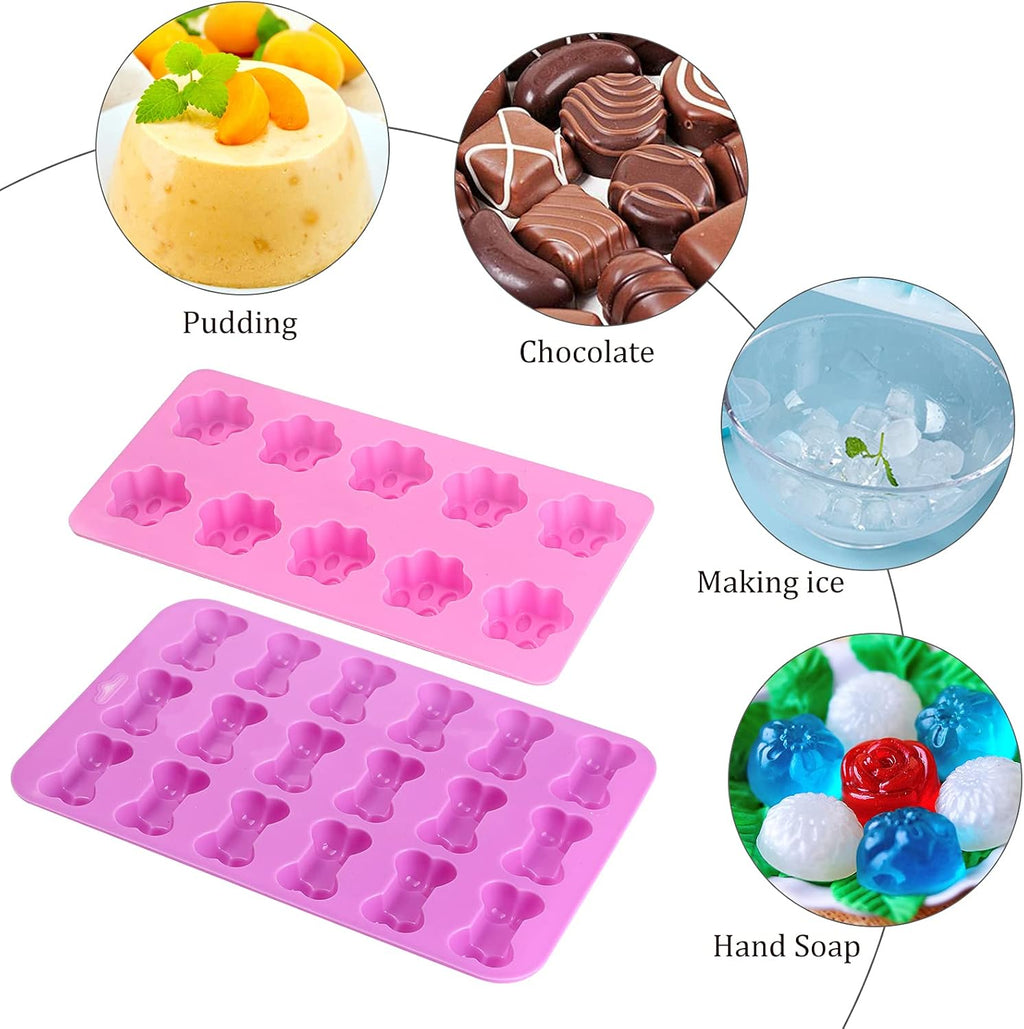 Puppy Dog Paw Bone Silicone Mold, Baking Mold, Used for Jelly, Candy, Chocolate,Ice Cube, Can Bake Dog Snack Biscuits