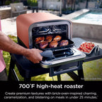 Ninja Woodfire Outdoor Pizza Oven, 8-in-1 Portable Electric Roaster Oven, Heats up to 700°F, 5 Artisan Pizza Settings, Integrated BBQ Smoker Box, Includes Flavored Wood Pellets, Red (Renewed)