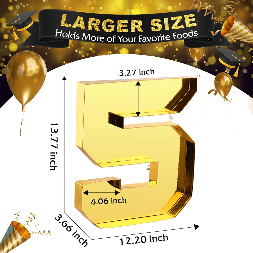 4Pcs 13.7" Graduation Decorations, 2025 Charcuterie Numbers Fillable for Graduation, Food Trays for Chocolate Cookies Goodie Cupcake Candy Tray Grad Party Board Box