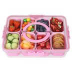 shopwithgreen Divided Serving Tray with Lid and Handle, Portable Snackle Box Charcuterie Container for Party, Veggies, Snack, Fruit, Nuts, Candy, Christmas Tray Snack Box for Entertaining, Picnic