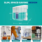 PUR PLUS 30-Cup Water Filter Dispenser with 1 Lead-Reducing PUR PLUS Filter, Dishwasher Safe, Powerful Filtration, Large Capacity with Slim, Space-Saving Design, White (DS1811Z)