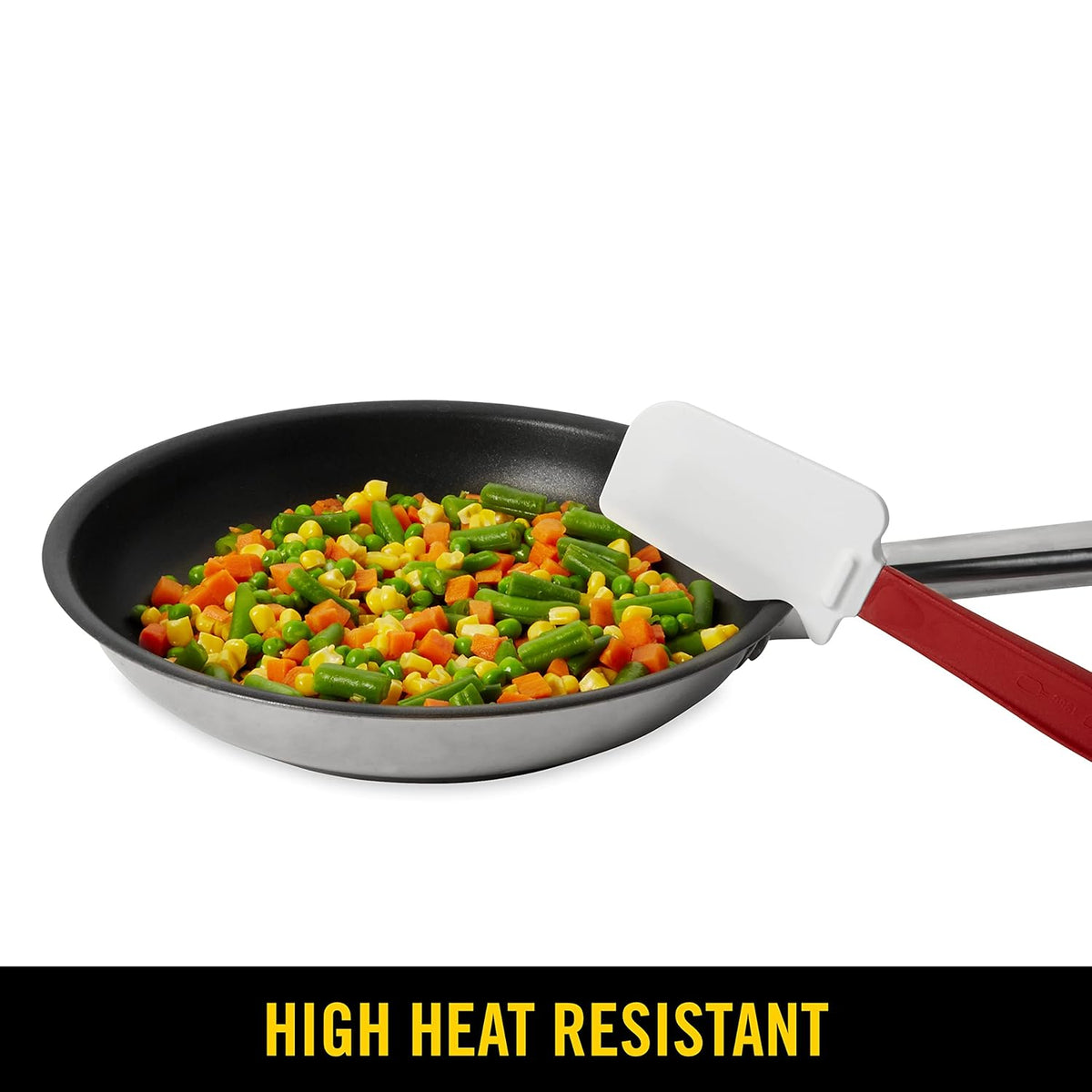 Rubbermaid Commercial Products High Heat Resistant Silicone Heavy Duty Spatula/Food Scraper 9.5-Inch 500°F Heat Resistant Red Handle for Baking/Cooking/Mixing Commercial Dishwasher Safe