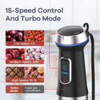 Blender ręczny Ganiza 5 w 1, silnik o mocy 1000 W, tryb ręczny z 16 prędkościami, ostrze ze stali nierdzewnej, pojemnik do mieszania o pojemności 800 ml, siekacz, trzepaczka i spieniacz do mleka o pojemności 600 ml