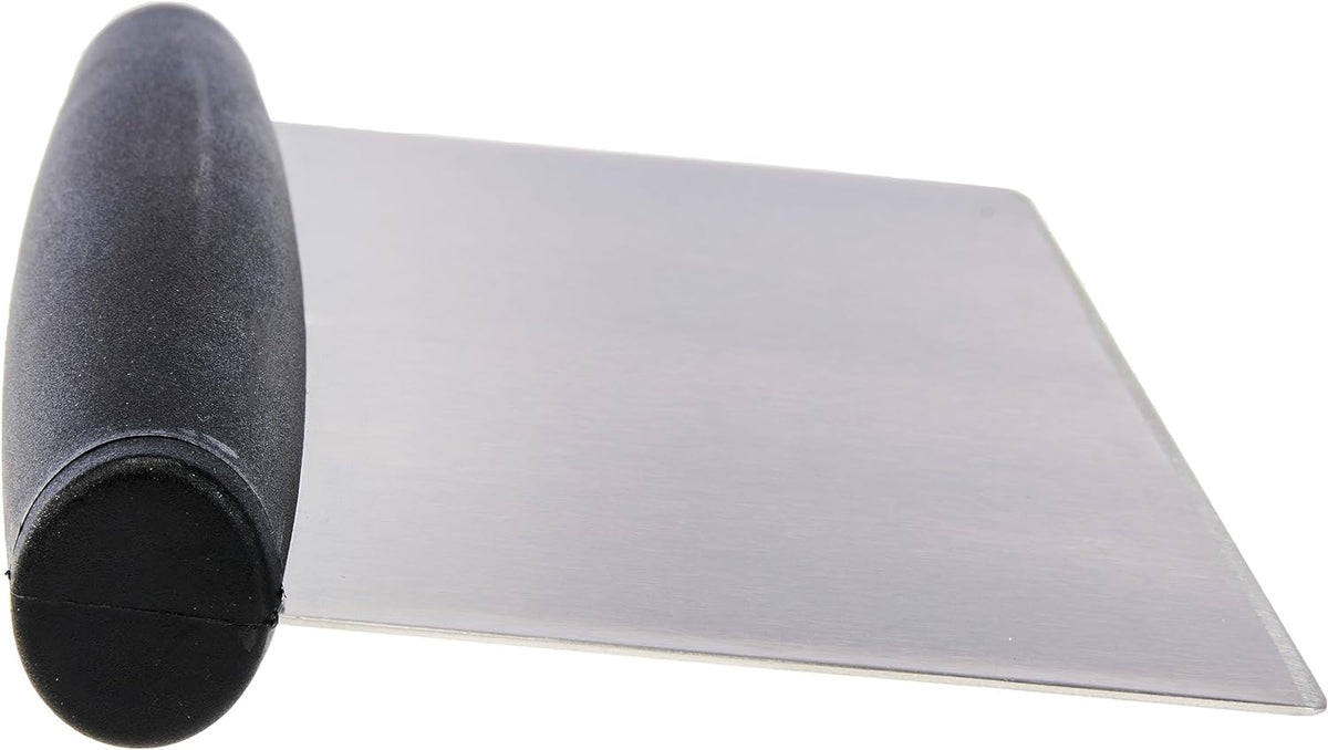 Amazon Basics Multi-Purpose Stainless Steel Scraper/Chopper with Contoured Grip, 6", Black, Silver