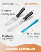 Kootek Aluminium Cake Turntable Set, Baking Tools with Revolving 12" Cake Stand for Decorating, 12.7" Offset Spatula, 3 Stainless Steel Frosting Icing Smoother, Cake Serve Cake Decorating Kit Supplies
