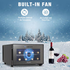 JINJUNYE 6 Bottle Wine Cooler, Wine Fridge Small with Digital Temperature Control, 46-65℉, Countertop Wine Cooler Refrigerator, Mini Freestanding Wine Cellars Glass Door, Gift for Wine Lover