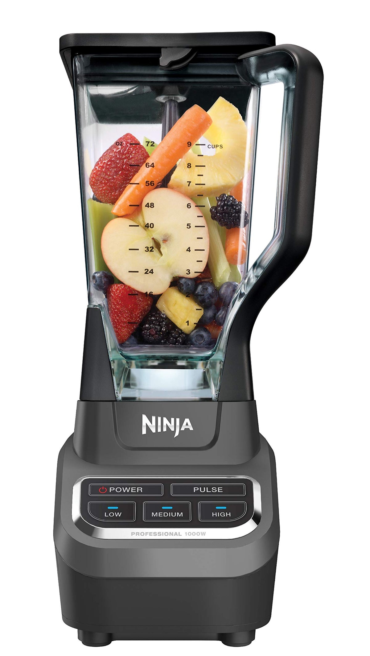 Професійний блендер Ninja BL610 об'ємом 72 унції, настільний, потужністю 1000 Вт, з технологією повного подрібнення для смузі, льоду та заморожених фруктів, чорний, блендер + глечик