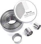 12 Pieces Round Cookie Biscuit Cutter Set,Graduated Circle Pastry Cutters,18/8 Stainless Steel Cookie Cutters and Donut Cutter Ring Molds