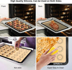 Philorn Silicone Baking Mat Set, 16.5" x 11.42" Macaron Mat, Non-Stick With Tools, 2 Pack Food Safe, Reusable for Oven, Cookie, Bread