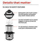 Instant Pot Duo 7-в-1 електрична скороварка, мультиварка, рисоварка, пароварка, пристрій для пасерування, йогуртниця, підігрівач та стерилізатор, включає додаток з понад 800 рецептами, нержавіюча сталь, 8 кварт
