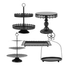 ZUMELER Gold 5Pcs Cake Stands Set Metal Round Cupcake Holder Cookies Dessert Display Plate Serving Tower Tray Platter with Handl for Baby Shower Wedding Birthday Party Celebration
