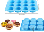 2PCS Silicone Oreo Molds, LCCOWOT 12 Cavity Cookie Chocolate Round Silicone Mold, Baking Mold for Chocolate, Oreo, Cookie, Cany, Mini Cake, Dishwasher Safe (Orange+Blue)